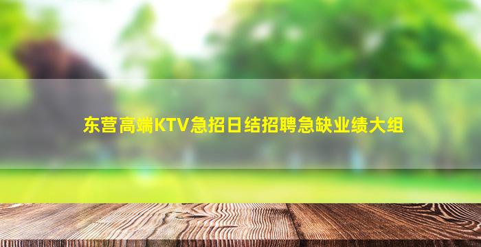 东营高端KTV急招日结招聘急缺业绩大组